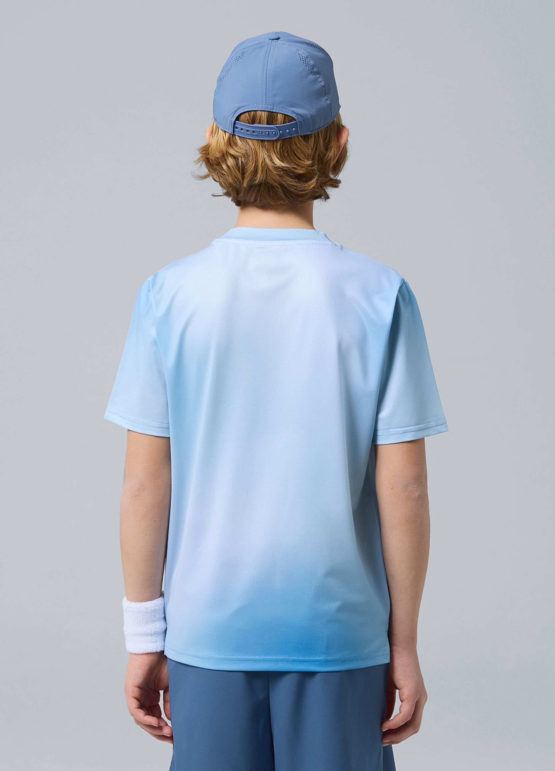 ALTAVIA COURT blue sports T-shirt in stretch technical fabric with tie-dye effect for boys