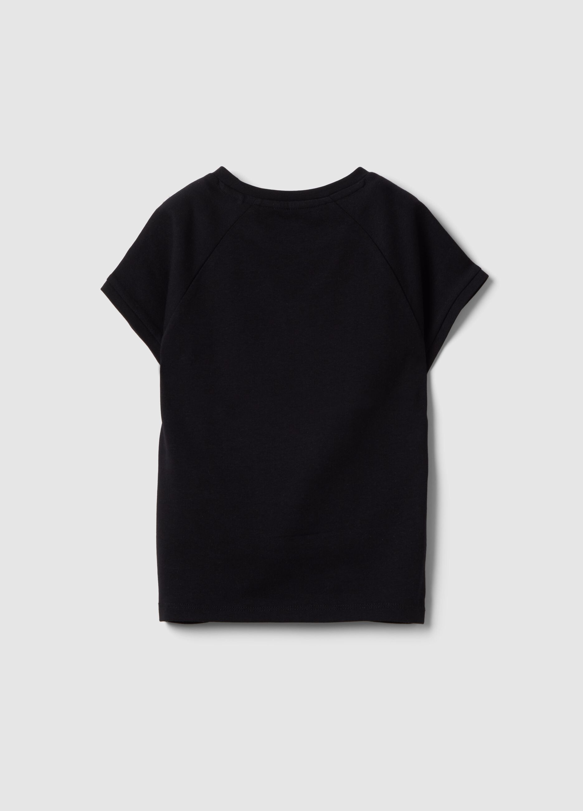 Girls' black stretch cotton slim fit t-shirt