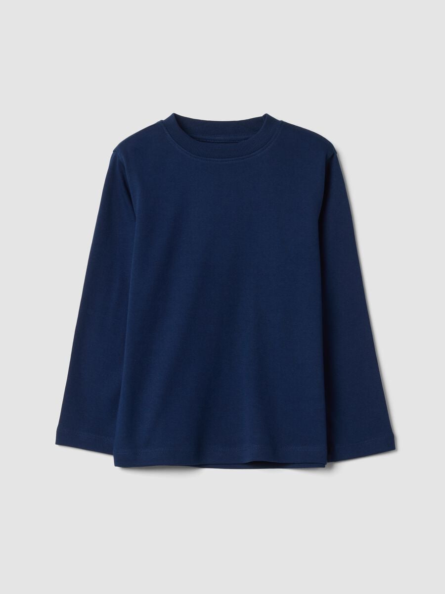 T-shirt blu navy in puro cotone organico con girocollo_0