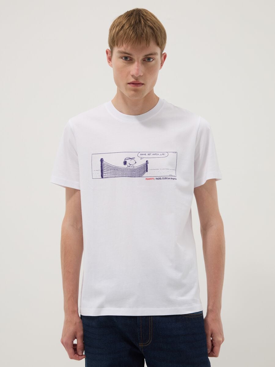 White pure cotton T-shirt with front print_1