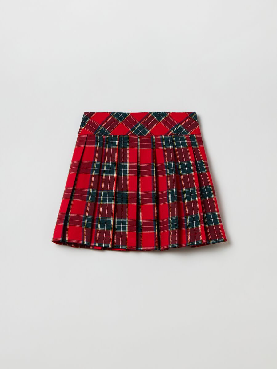 Pleated miniskirt with tartan pattern_0