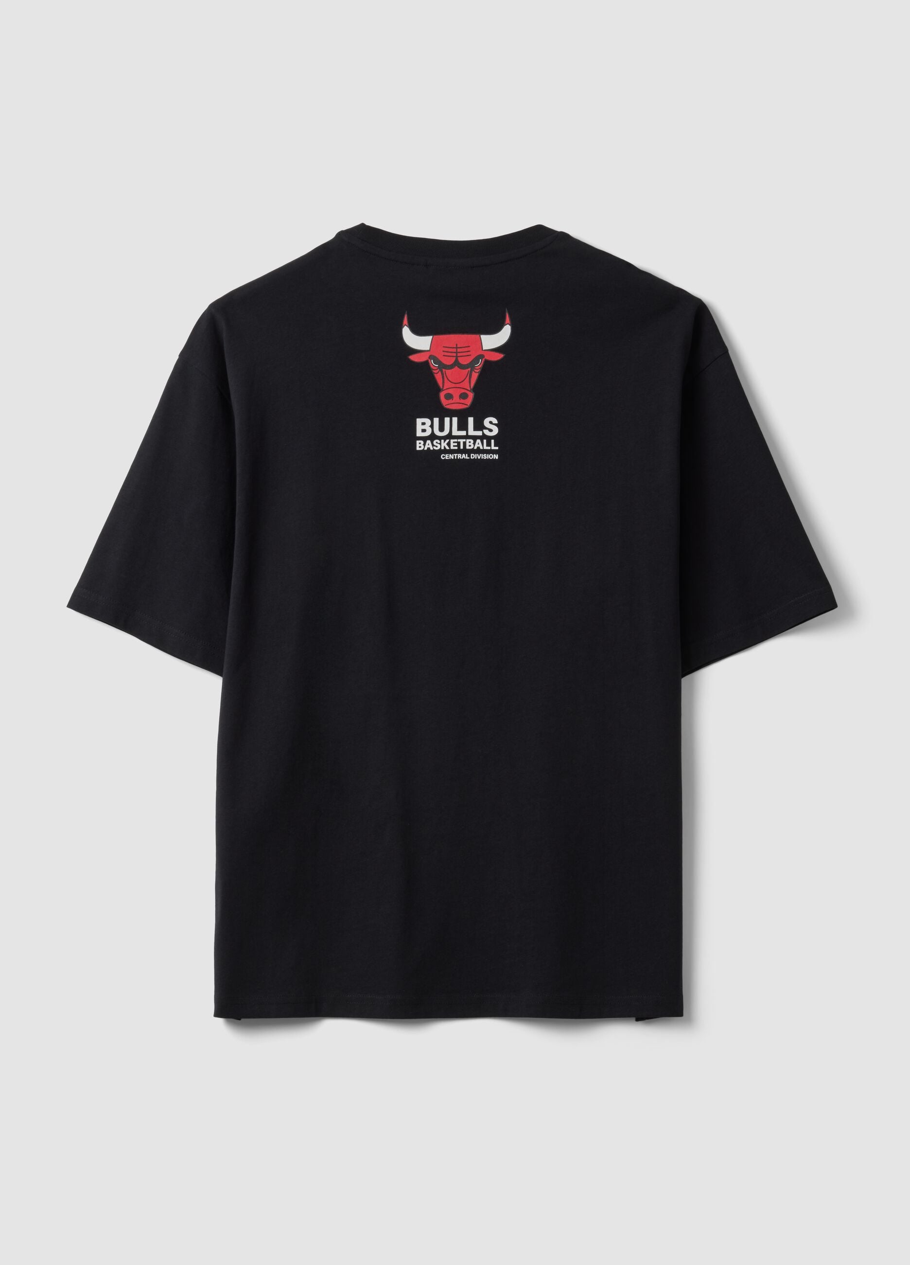 Black pure cotton T-shirt with Chicago Bulls print