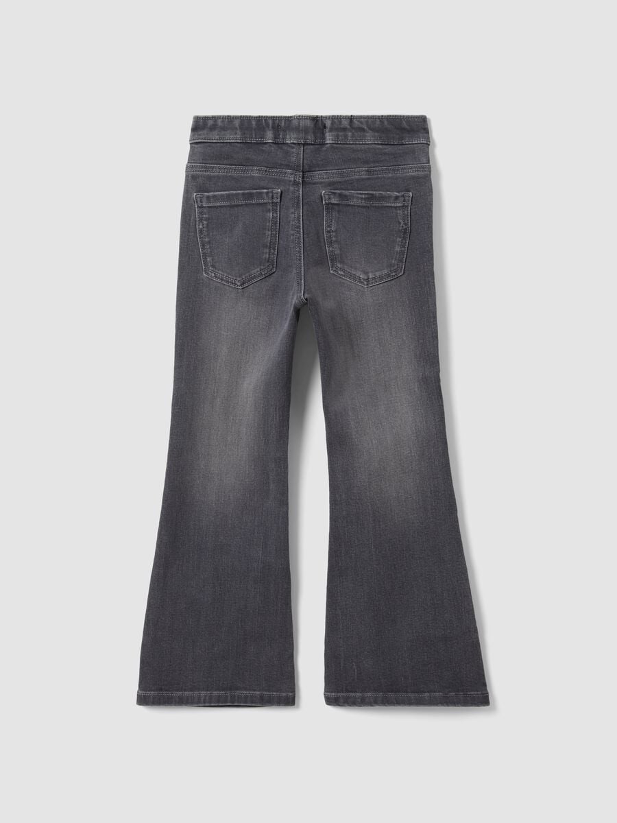 Jeggings grigi flare in cotone e viscosa elasticizzata per bambina_1