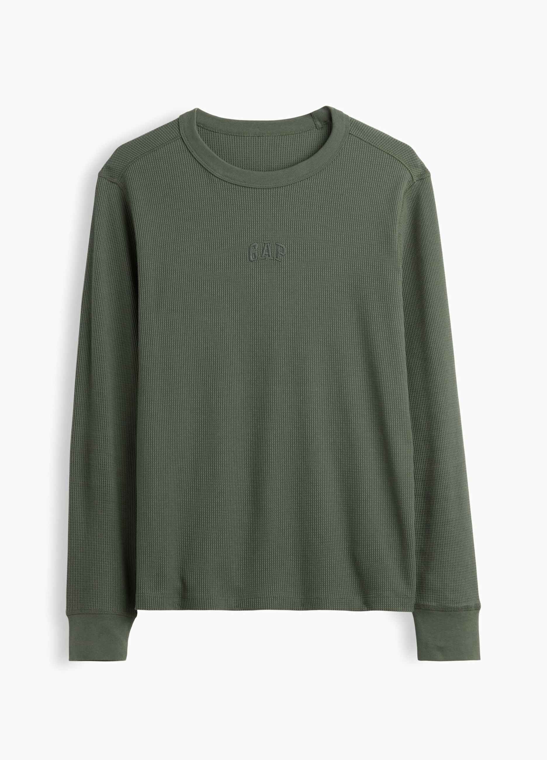 Green long-sleeve stretch cotton top with GAP logo