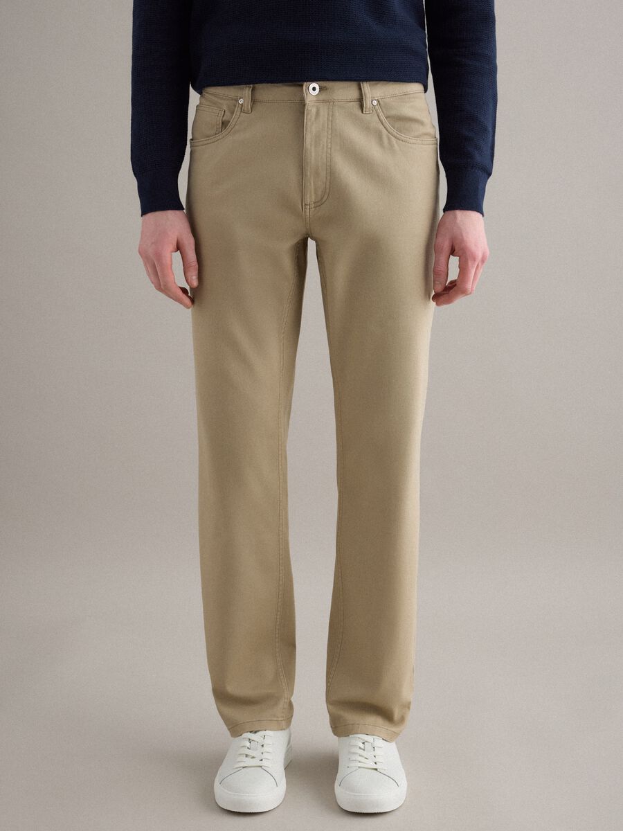 Black Regular Fit Stretch Twill Trousers_1