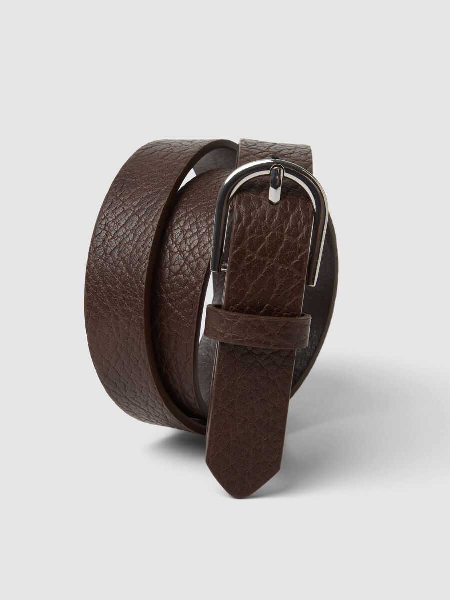 Brown hammered-effect belt with silver buckle_2