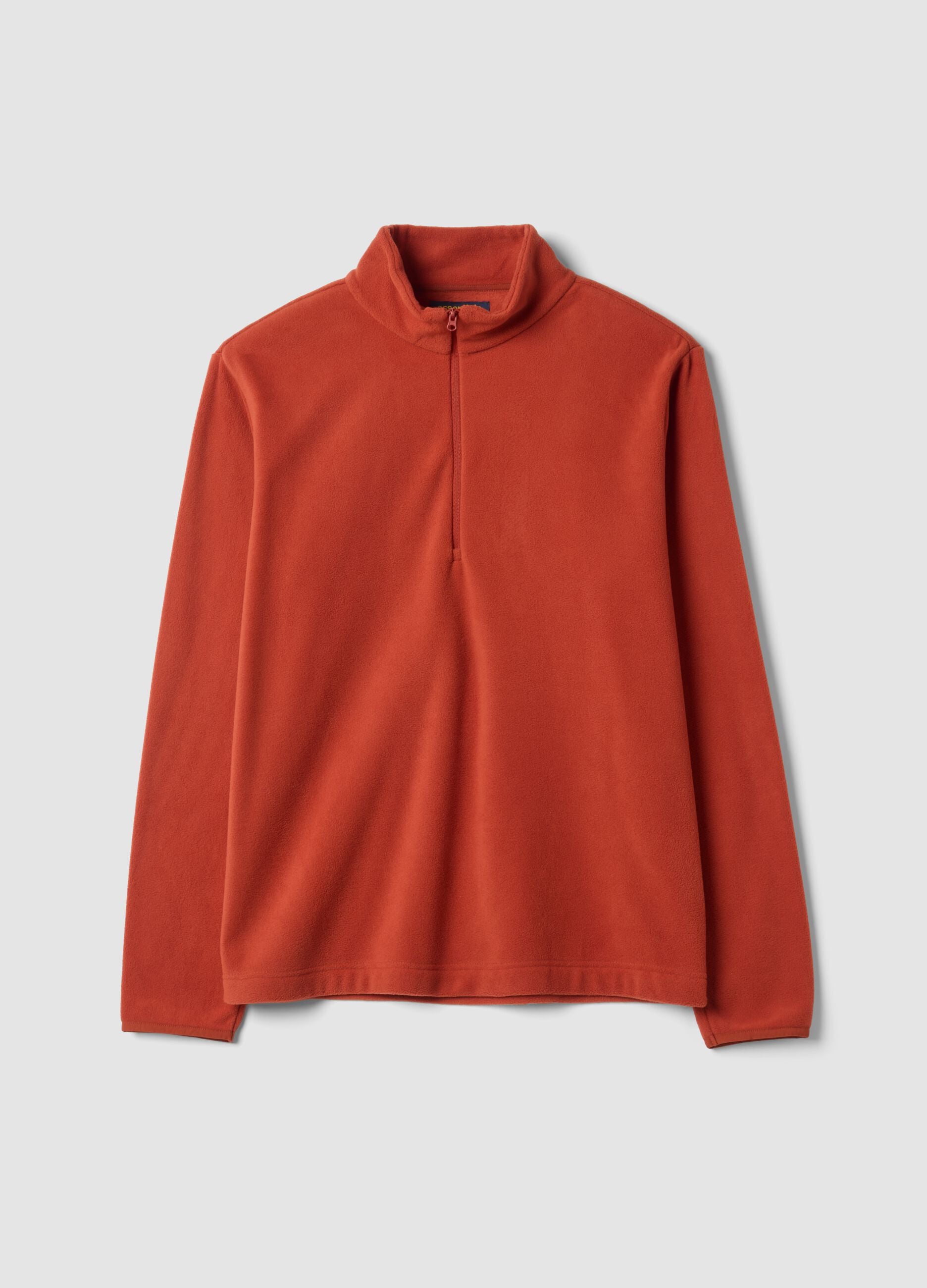 Red regular-fit half-zip fleece sweatshirt