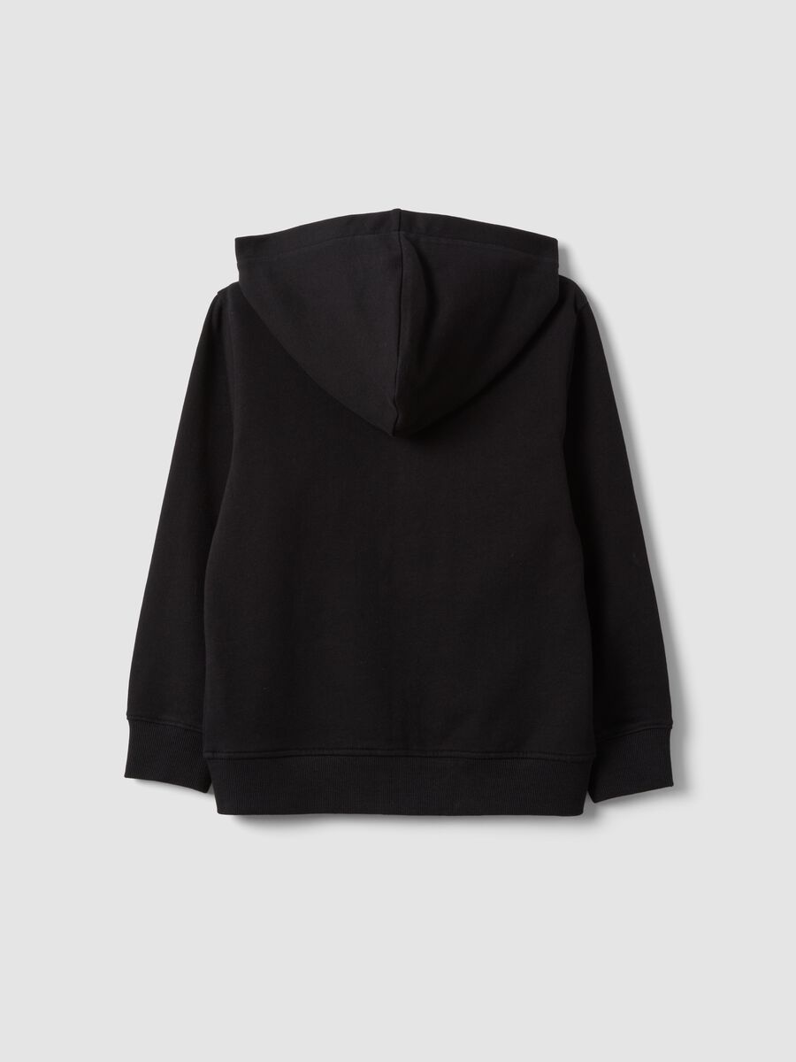 Black hooded sweatshirt in pure organic cotton for boys, regular fit_1