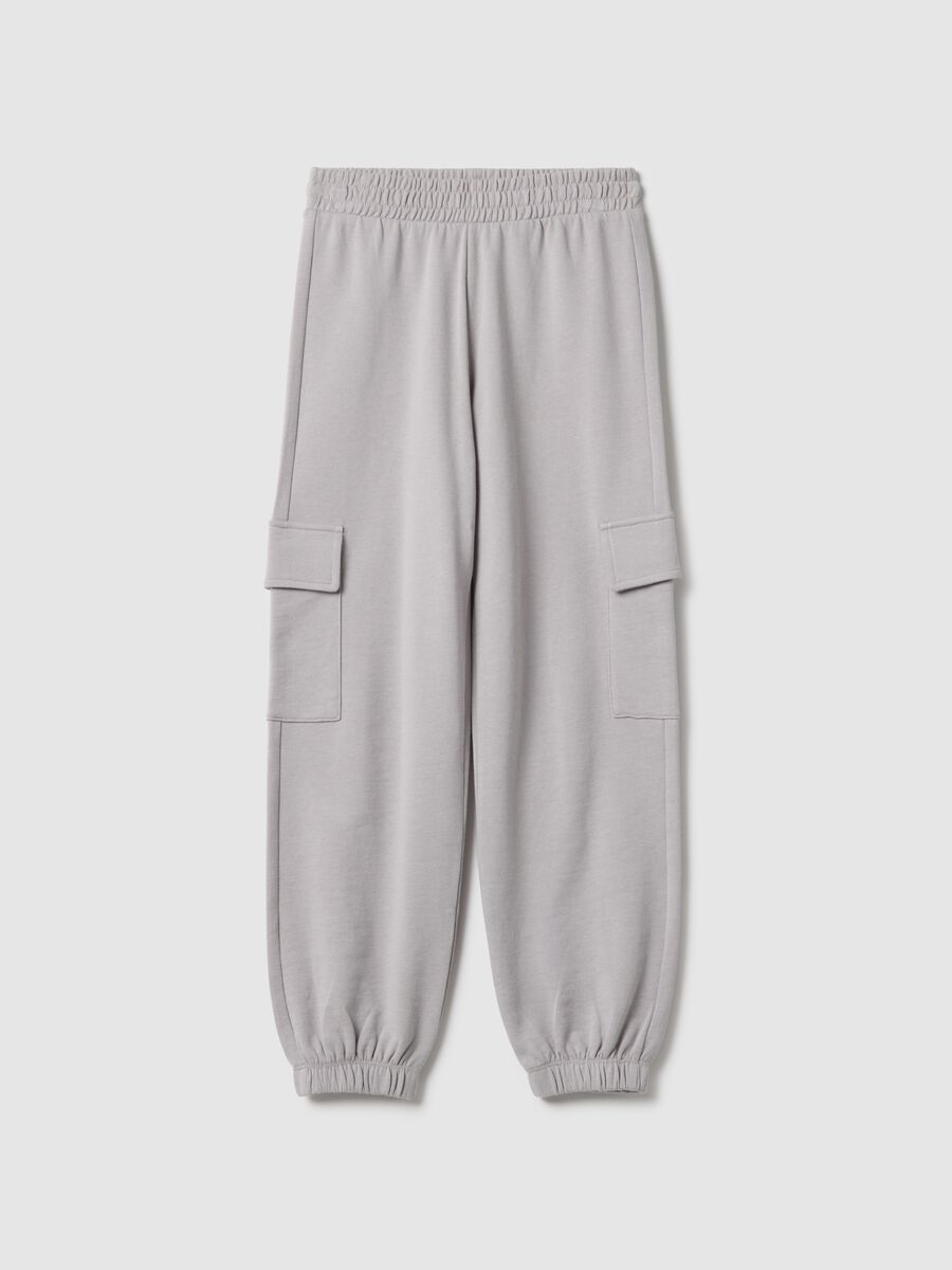 Girls' regular fit grey pure cotton jogger trousers_3