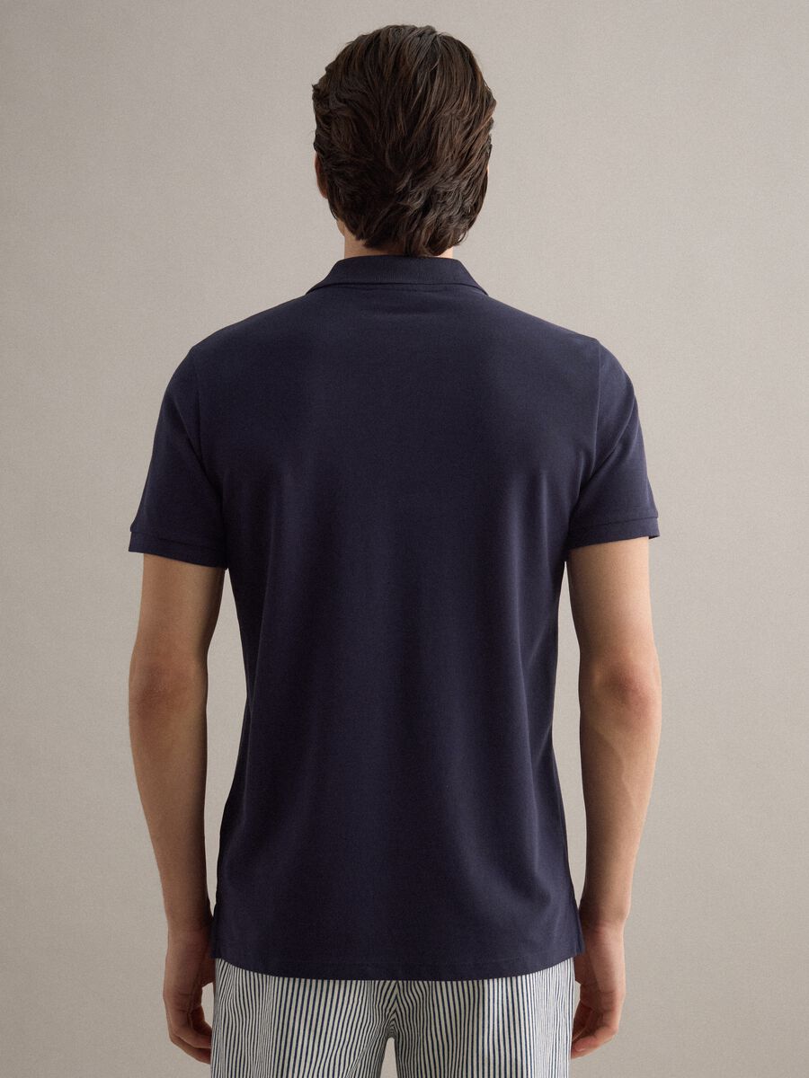 Short sleeve polo in pure blue cotton regular fit_3