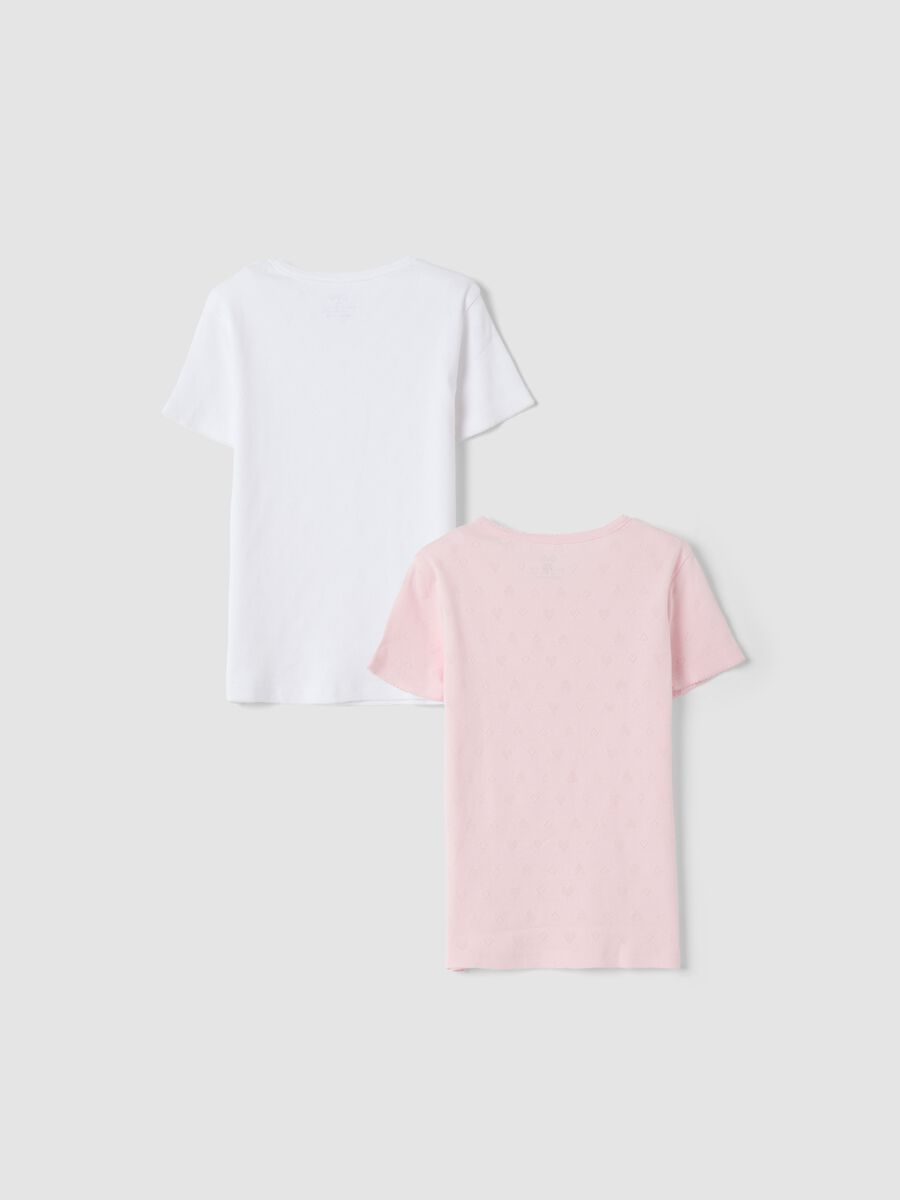 Bipack t-shirt rosa e bianca in puro cotone organico girocollo_1
