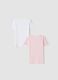 Bipack t-shirt rosa e bianca in puro cotone organico girocollo_1