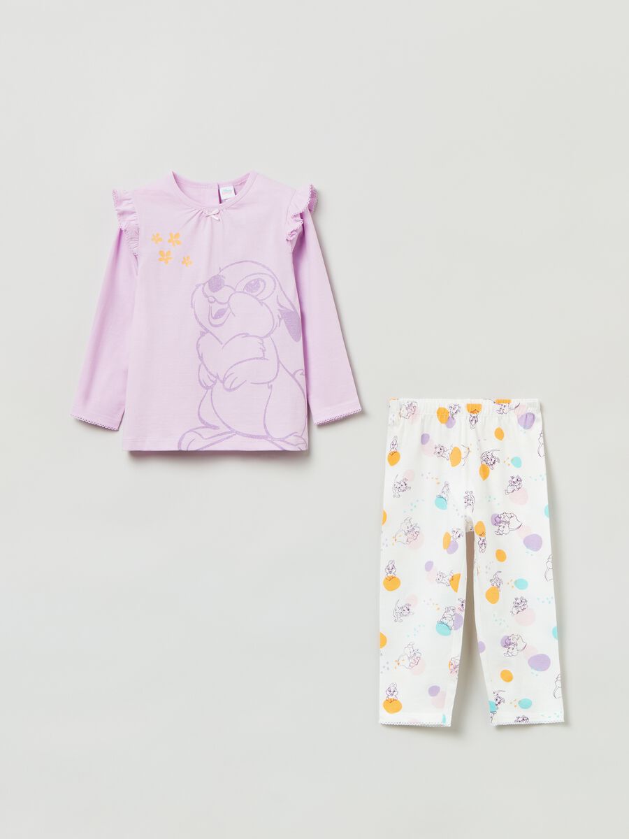 Cotton pyjamas with frills and print_0