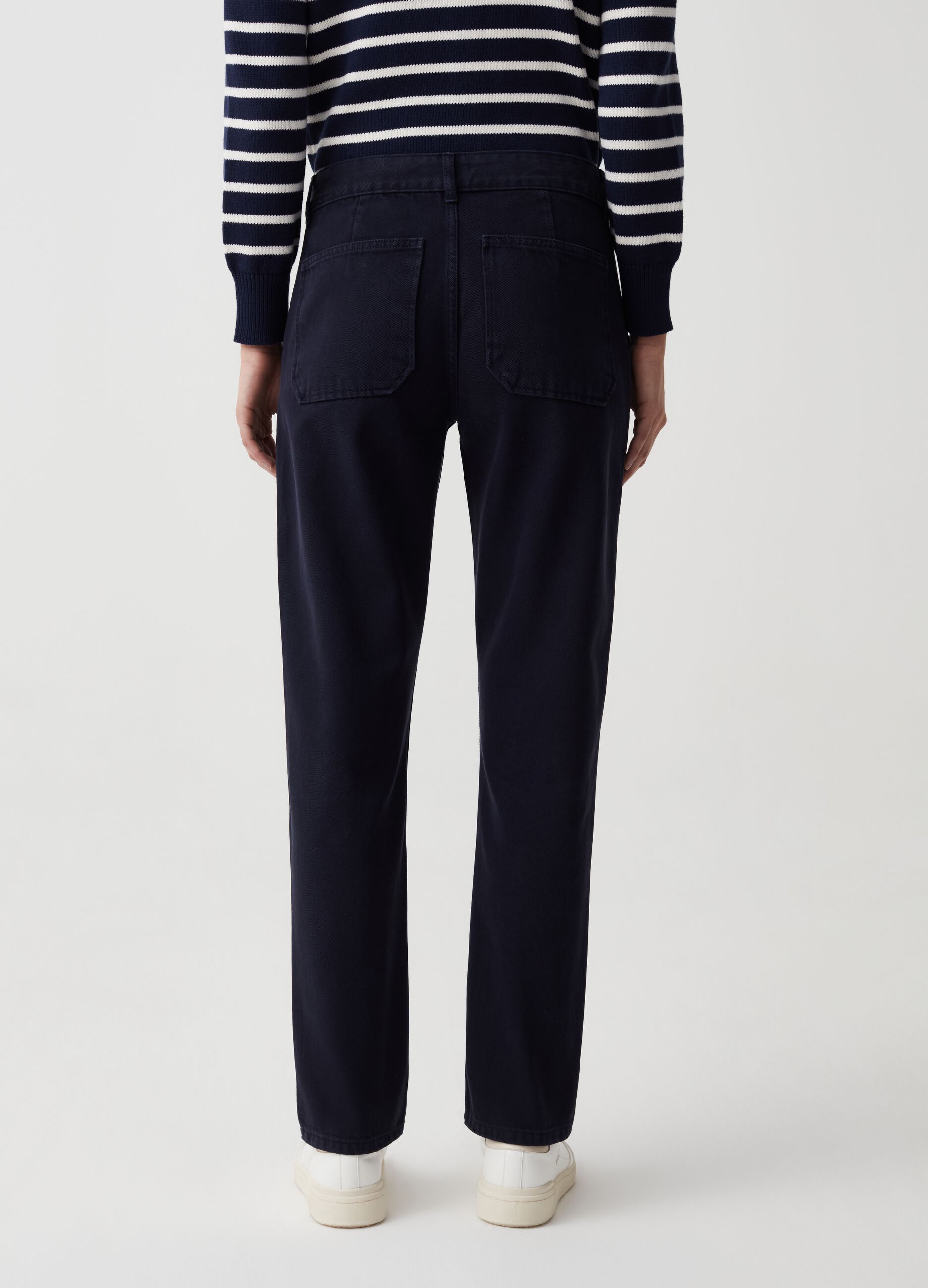 Straight-fit, cotton trousers