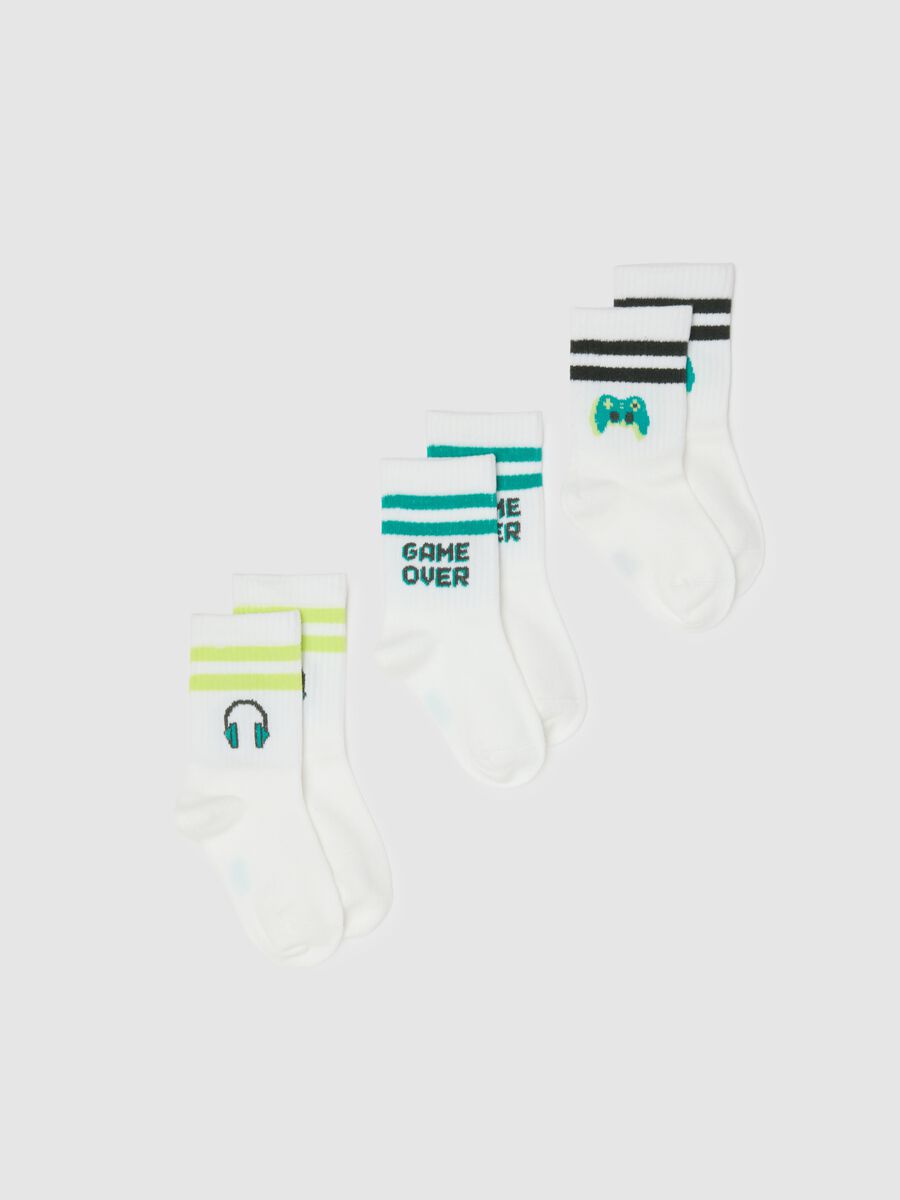 Kinderkurzsocken-Tripack aus elastischem Baumwollstoff in mehreren Farben_0