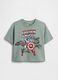 T-shirt de manga curta em algod&atilde;o puro com estampado_0