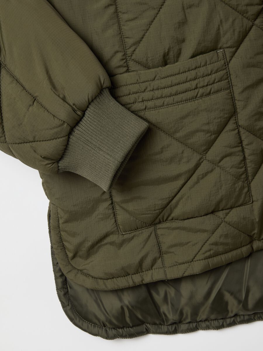 Green padded jacket with oversized fit_5