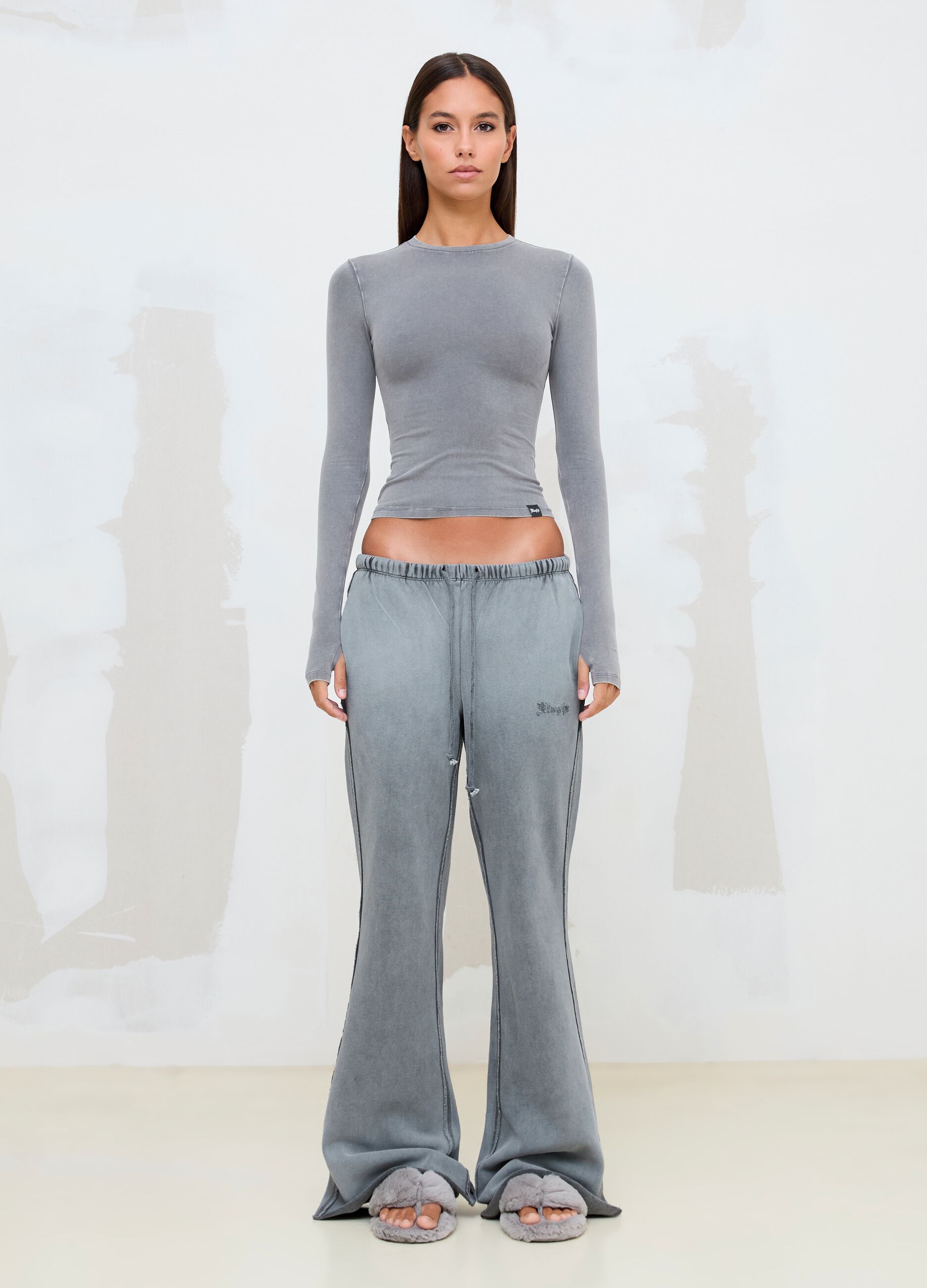 Perfect Long Sleeve Top Washed Grey
