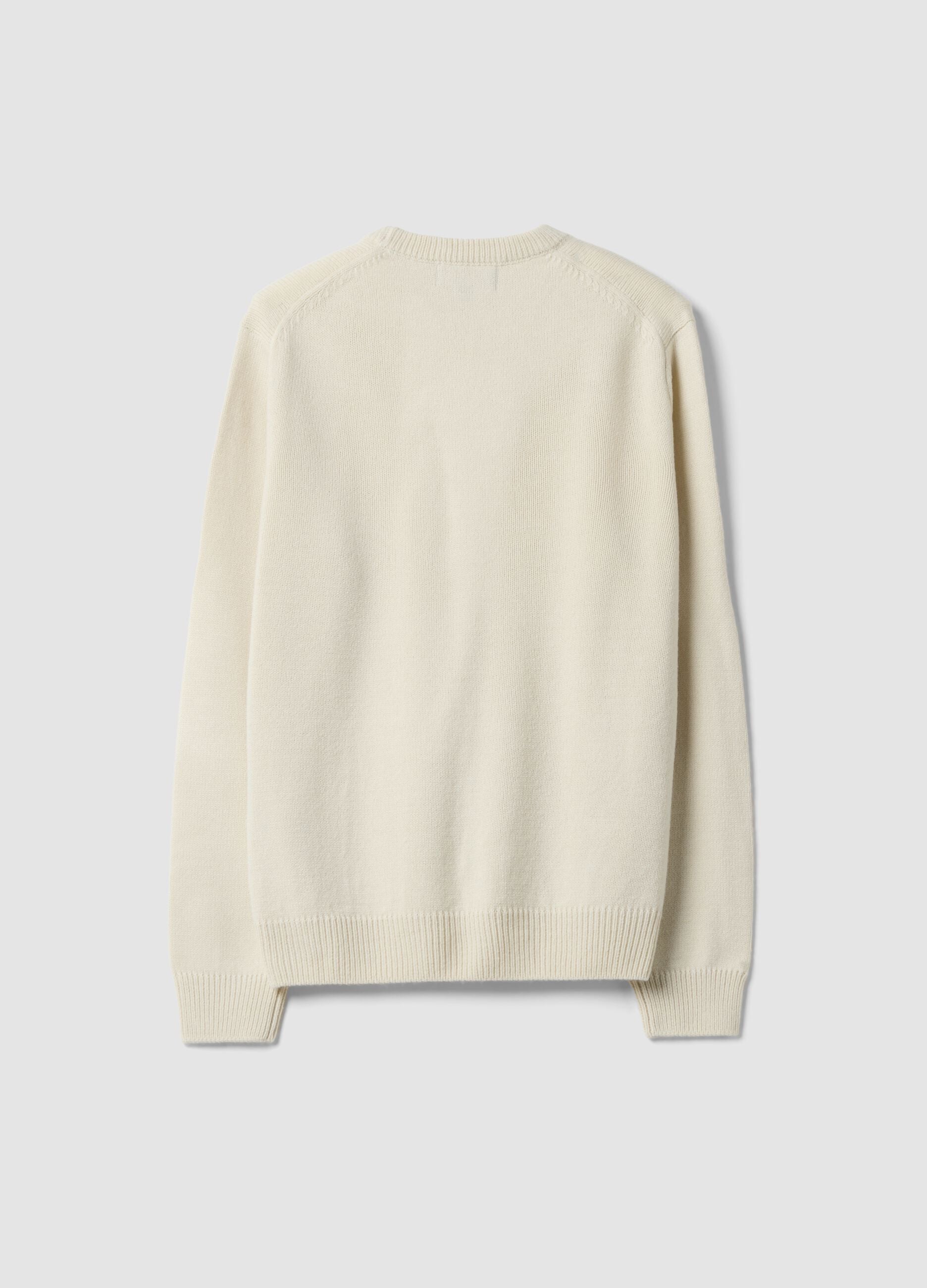 White crew-neck regular-fit knit jersey jumper