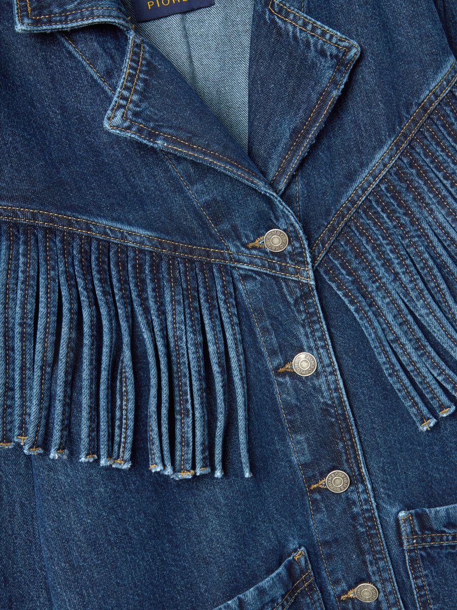 Pure cotton denim jacket regular fit with fringes_5