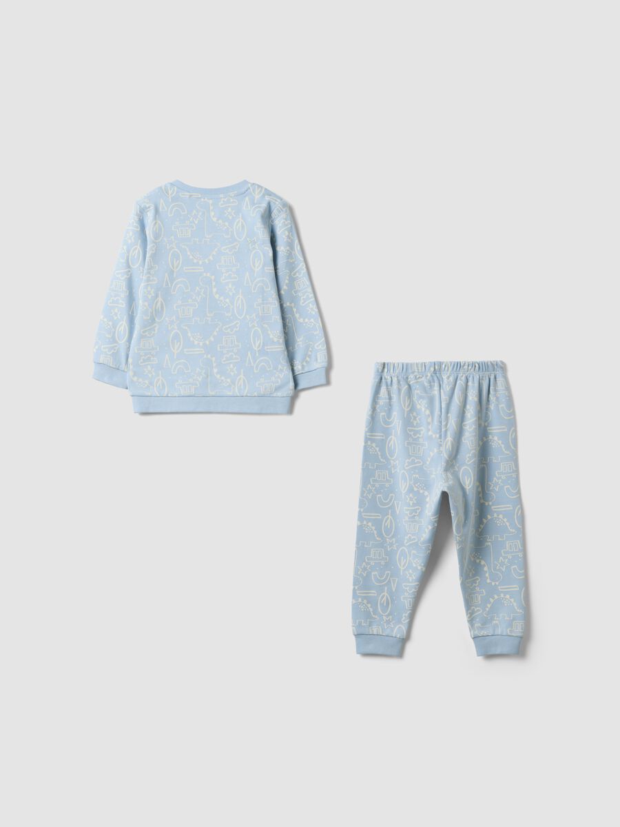 Pyjama bleu clair en pur coton bio &agrave; col rond pour b&eacute;b&eacute; et tout-petit_1