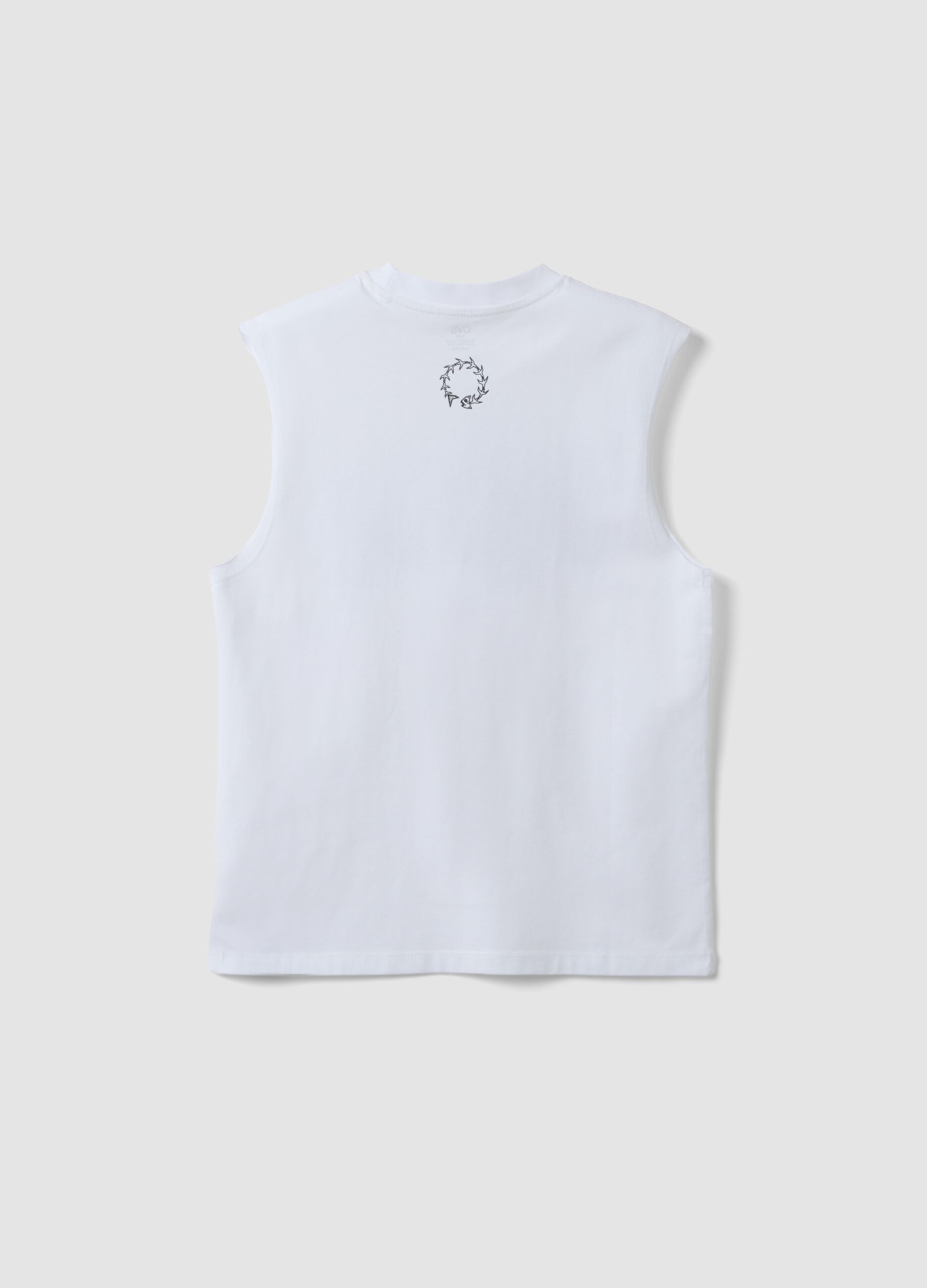 Camisola de al&ccedil;as branca 100% algod&atilde;o para rapaz, corte oversized