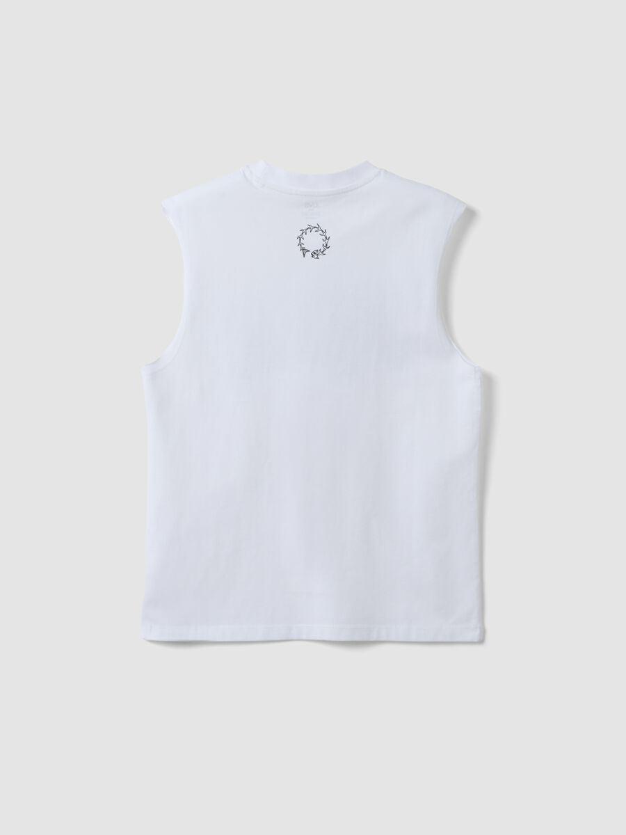 Camisola de al&ccedil;as branca 100% algod&atilde;o para rapaz, corte oversized_1