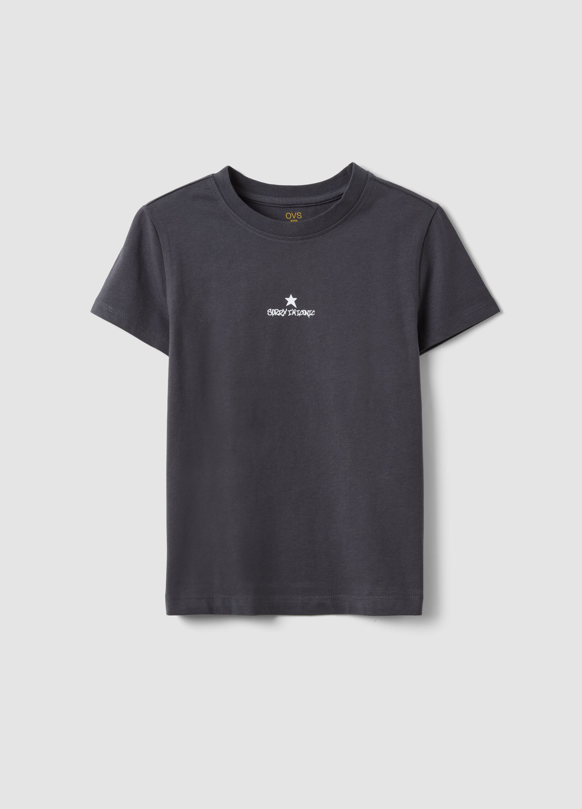 Grey pure organic cotton T-shirt with front and back print for girls