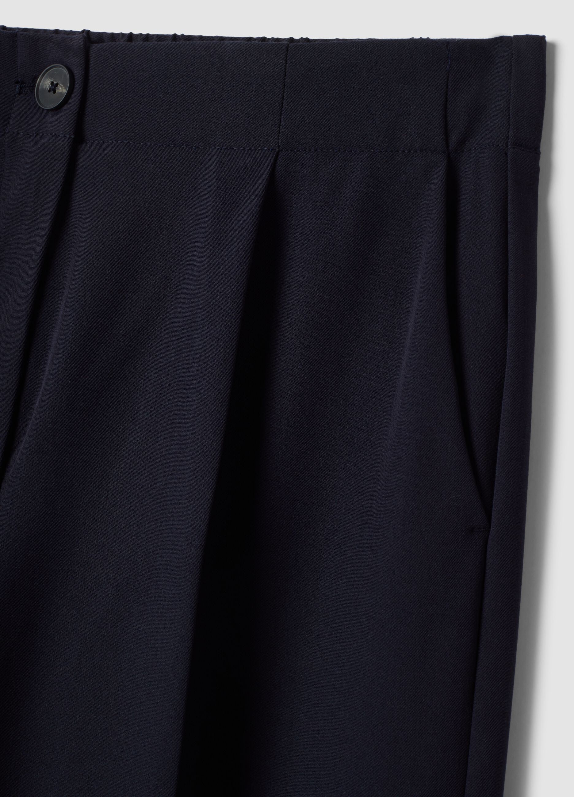 Navy stretch viscose formal trousers, regular fit