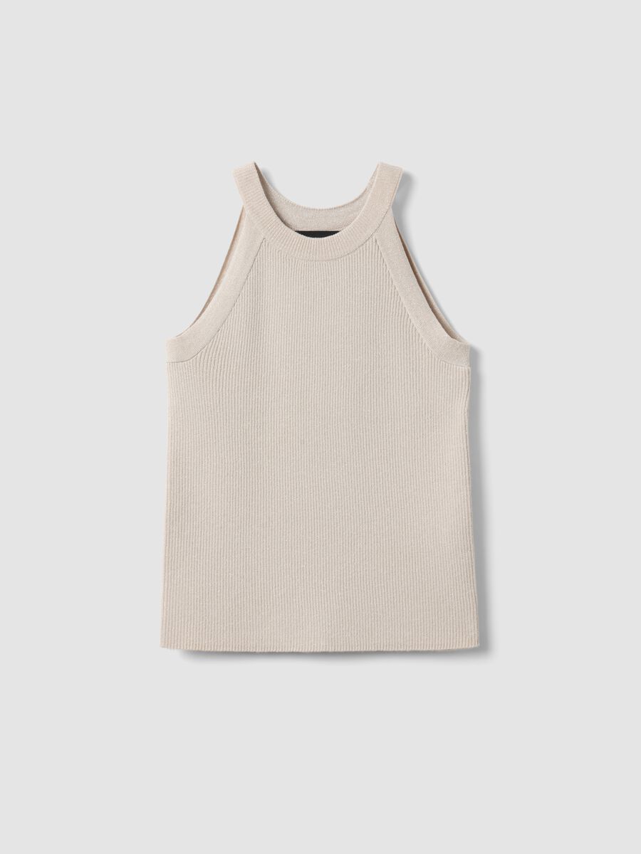 Enganliegendes Tank-Top aus beiger Viskosemischung_4