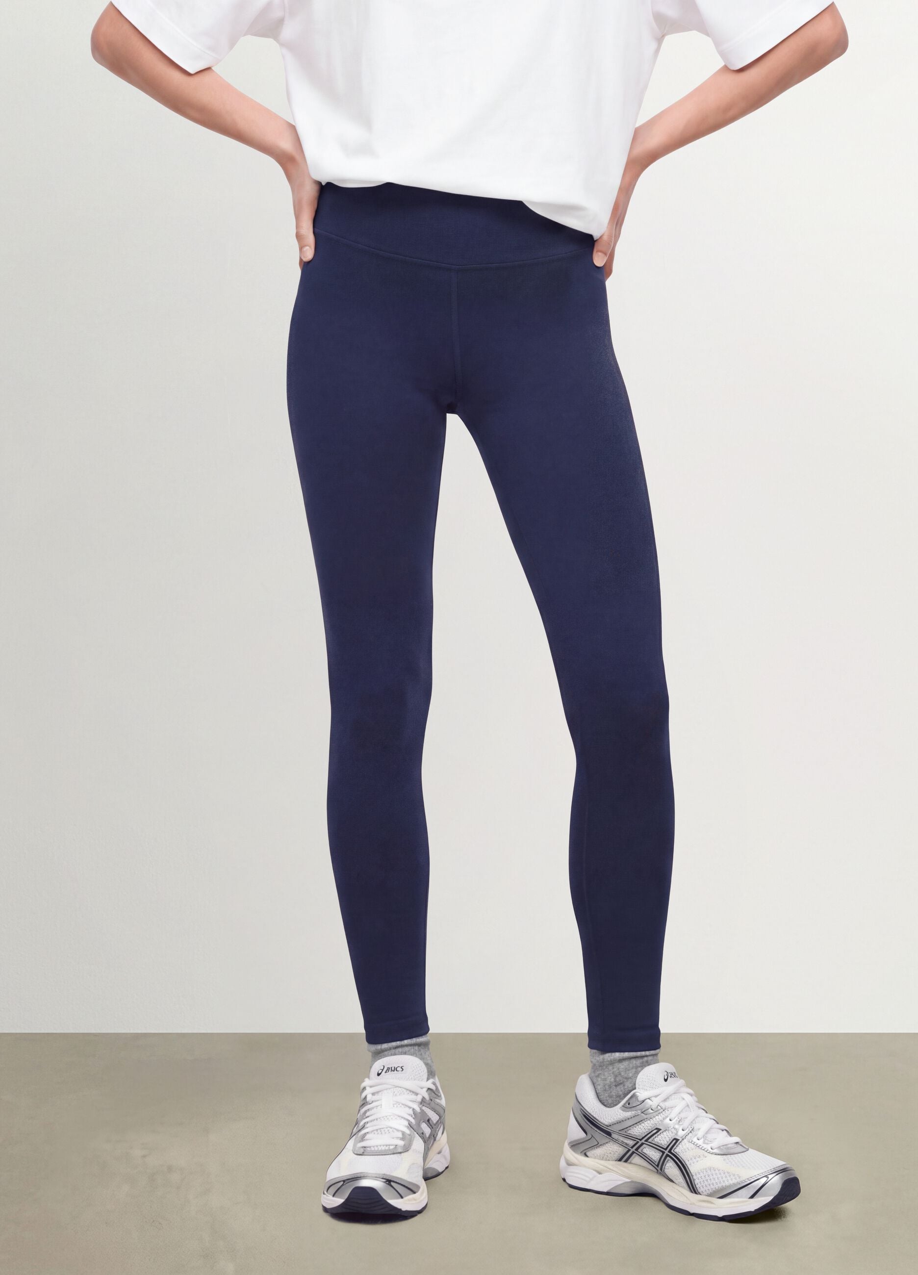 Blaue Slim Fit Stretch-Baumwoll-Leggings