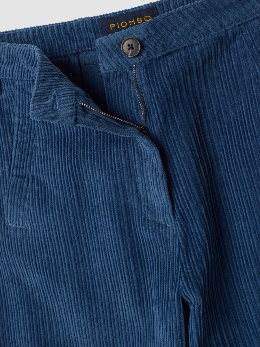 Blaue und hellblaue Ripp-Hose aus reiner Baumwolle_5