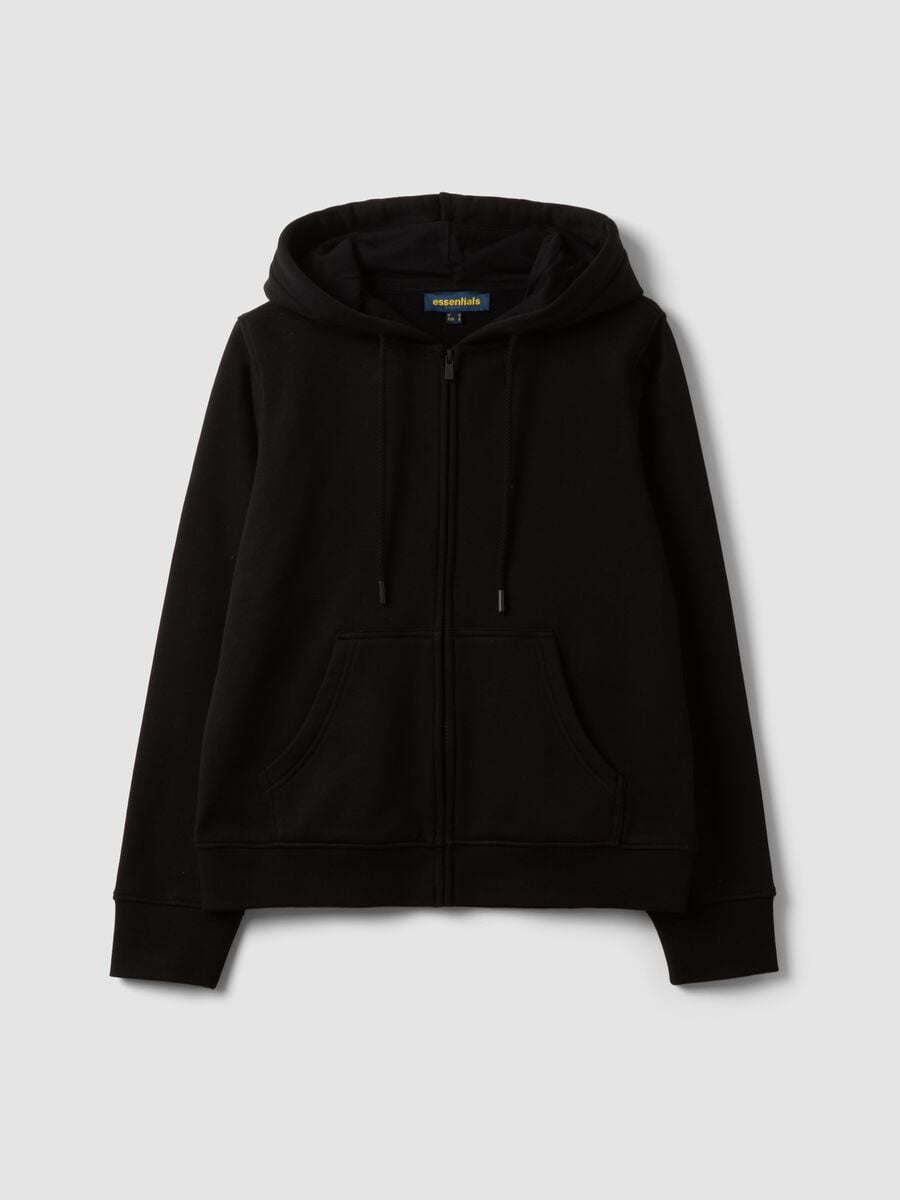 Black cotton-blend regular-fit hoodie_0
