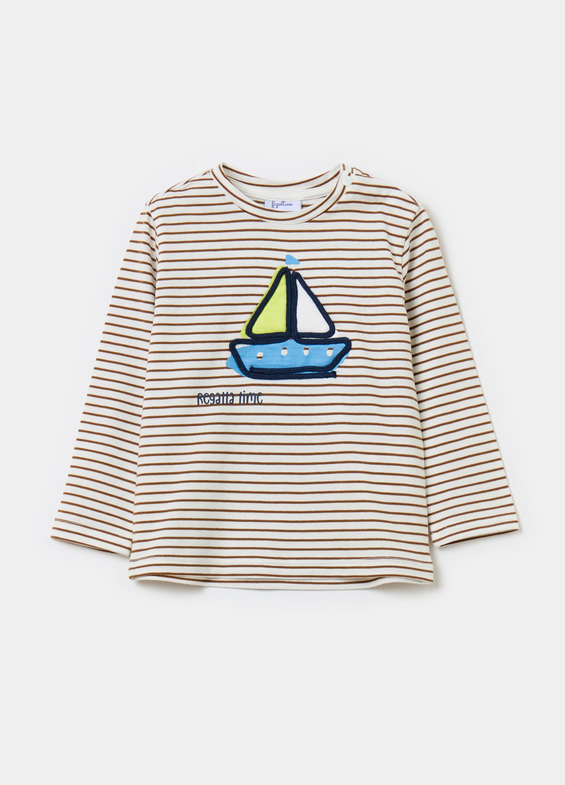 Long-sleeved T-shirt with striped pattern