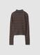 Blue striped stretch-fabric T-shirt with funnel neck_2