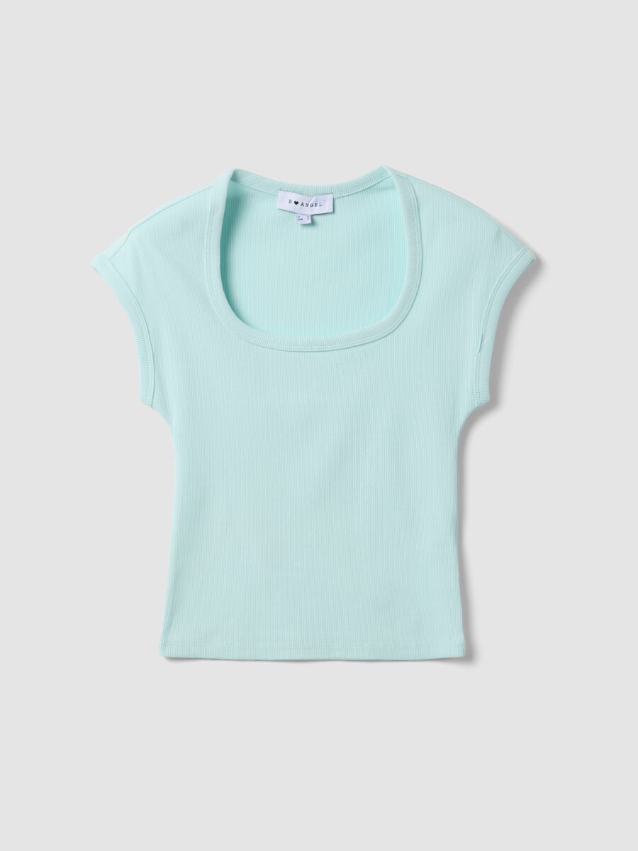 Camiseta azul de algod&oacute;n el&aacute;stico_4