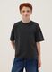 Boys&rsquo; black pure cotton short-sleeve T-shirt, oversized fit_0