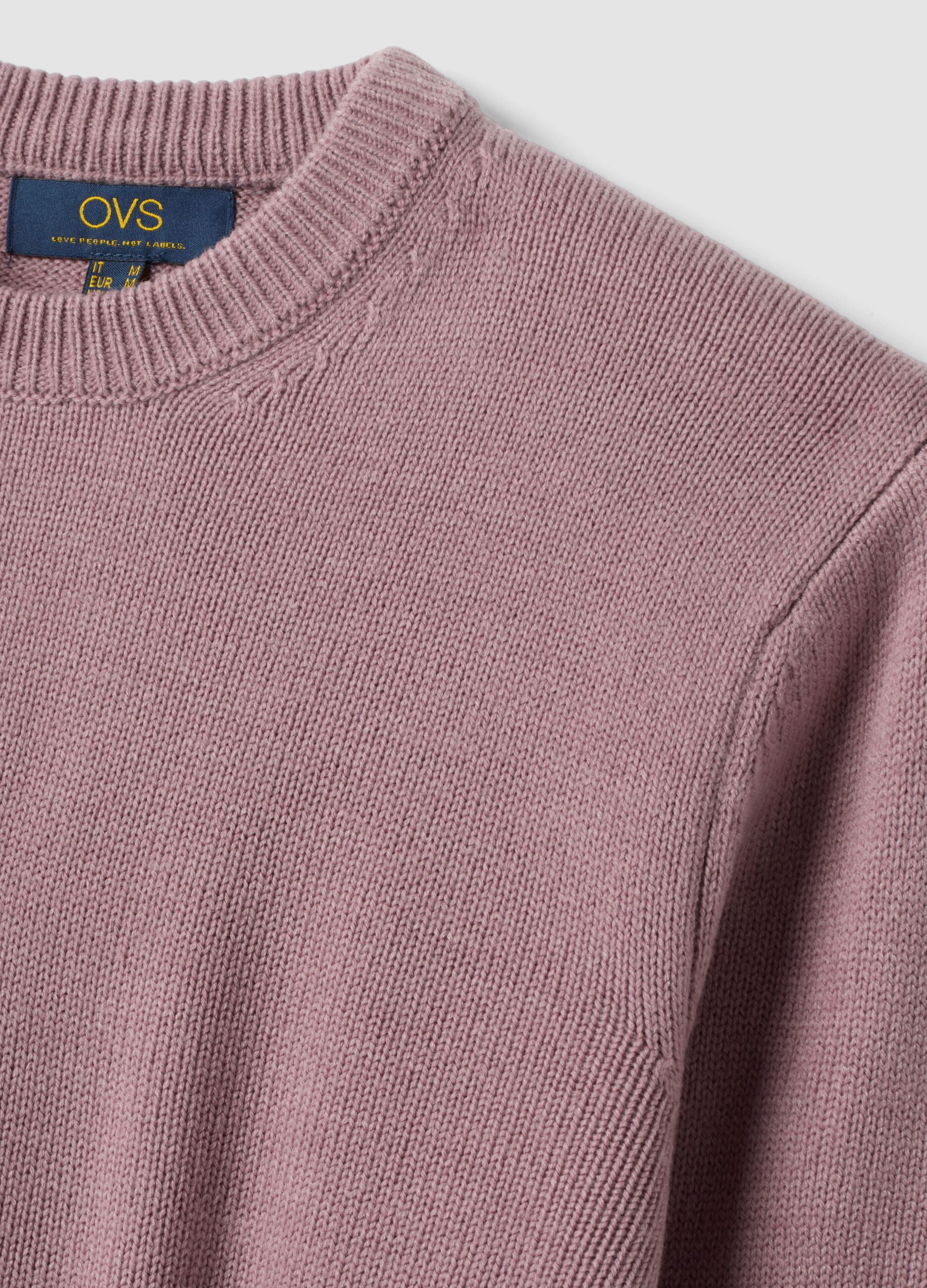 Dark pink regular-fit crew neck knit jersey jumper