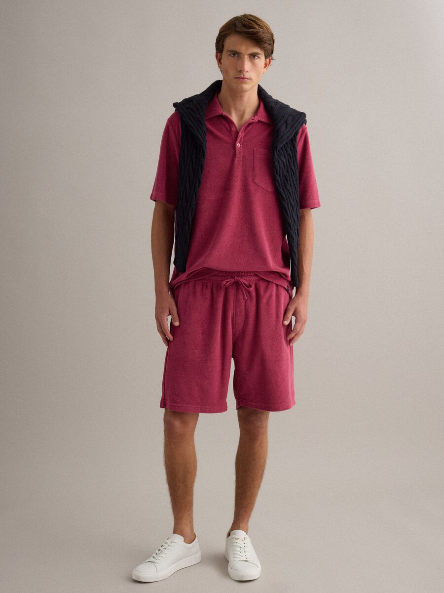 Rote Bermuda-Shorts aus Baumwollmix mit elastischem Bund_0