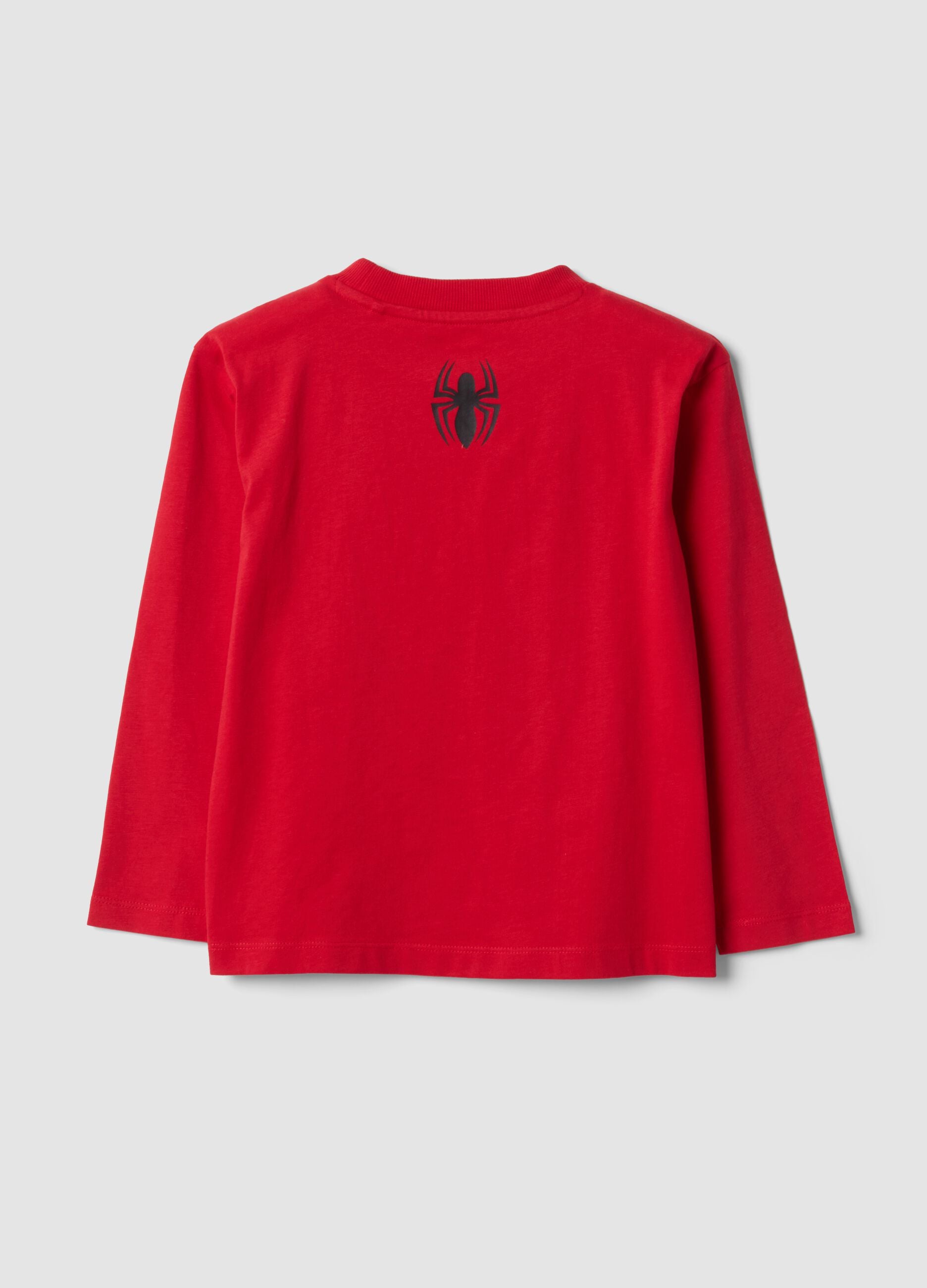 T-shirt rossa in puro cotone con stampa MARVEL Spider-Man