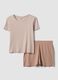 Bunter Pyjama aus reiner Bio-Baumwolle mit gestreiftem T-Shirt und Shorts_4