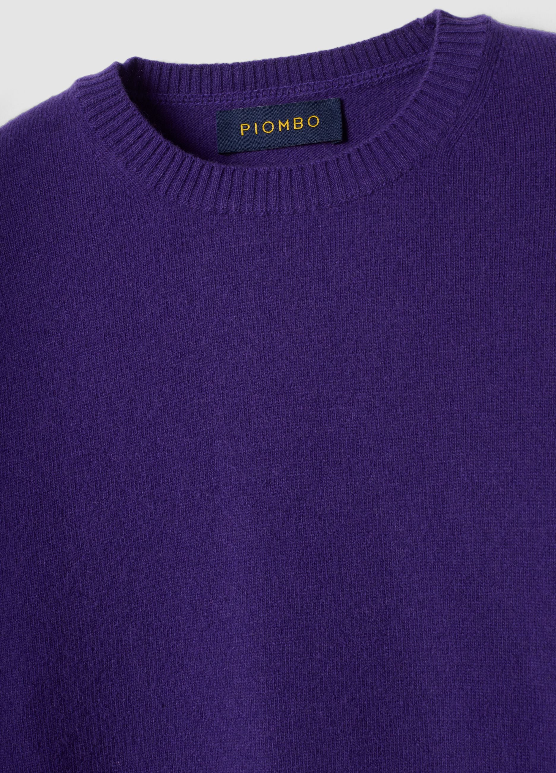 Purple pure wool crew-neck jumper, regular fit