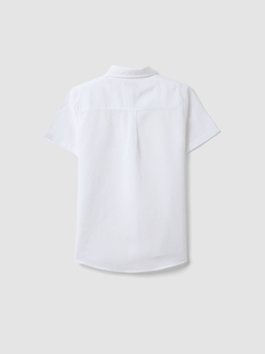 Boys&rsquo; white linen-cotton blend shirt, regular fit_4