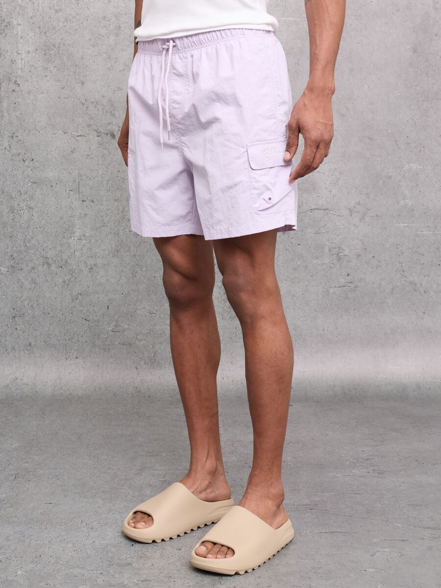 Pastel Lilac Cargo Swim Shorts_1