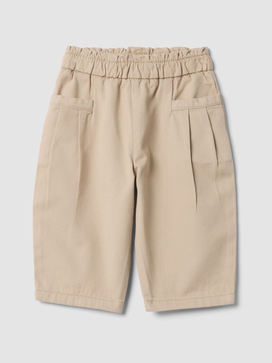 Pantaloni beige in puro cotone barrel fit_0