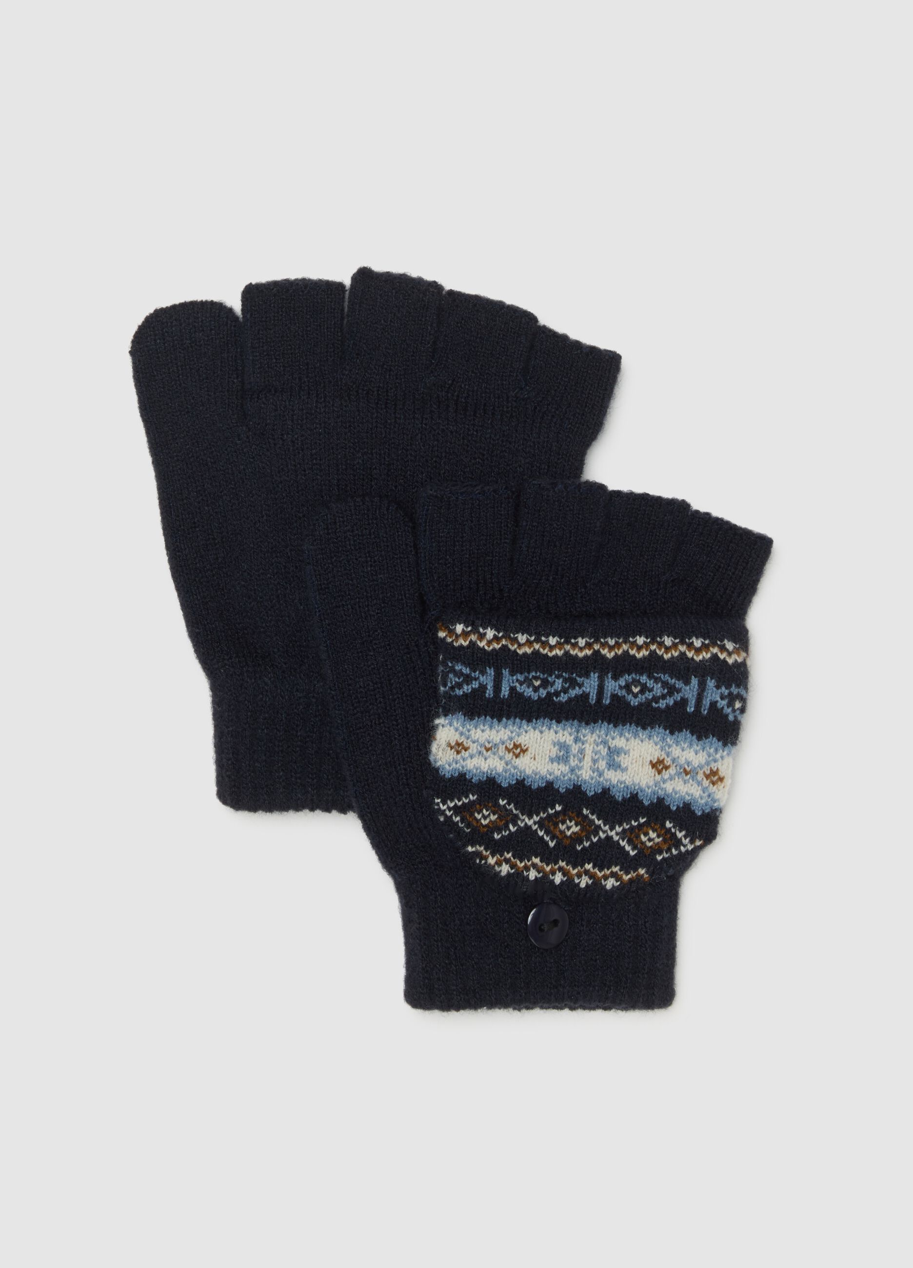 Children&rsquo;s Multicolour Fingerless Gloves with Geometric Pattern