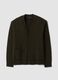 Green wool-blend cardigan with deep V-neck_0