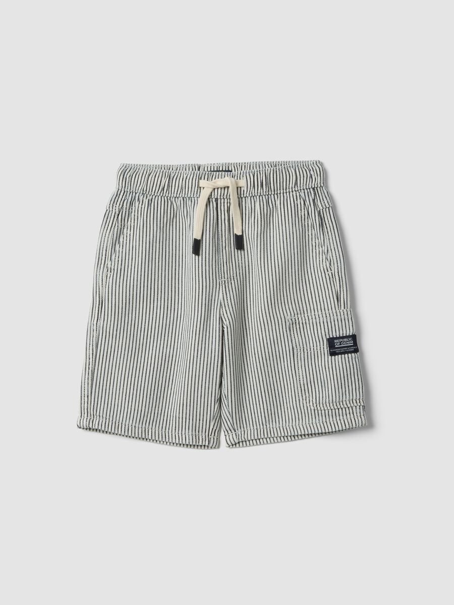 Cargo-Shorts aus reiner Baumwolle mit mehrfarbigen Streifen f&uuml;r Jungen, Regular Fit_0