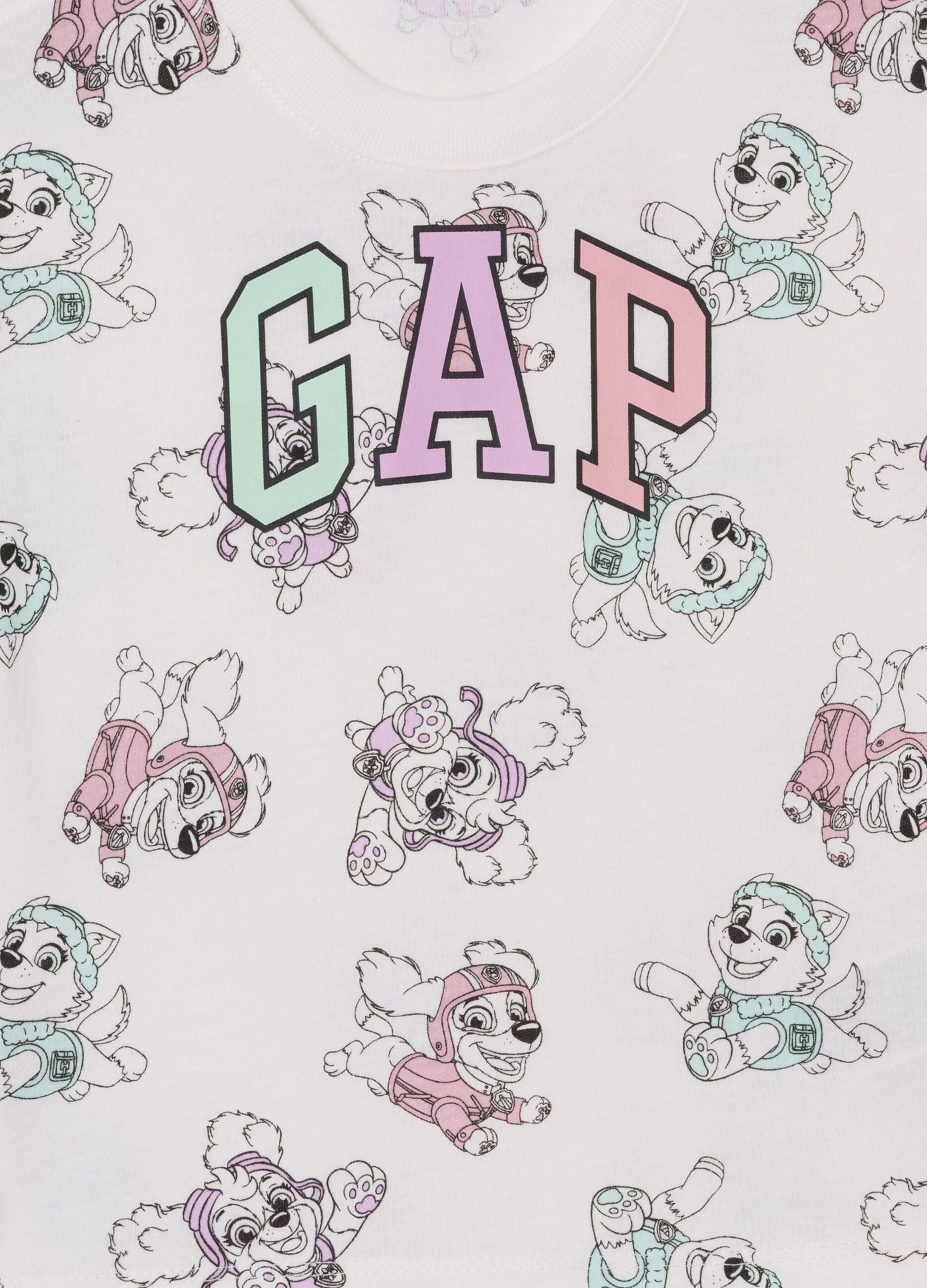White cotton T-shirt with Paw Patrol print
