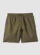 Green pure linen Bermuda shorts with elasticated waist_0